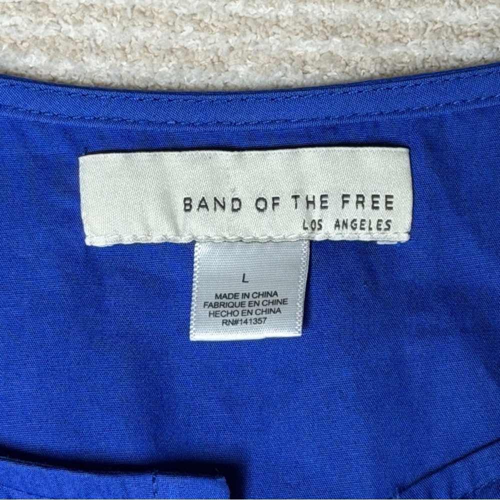 Band of the Free Blue Puff Sleeve Mini Dress Cotton Cobalt Blue Large - Picture 5 of 7